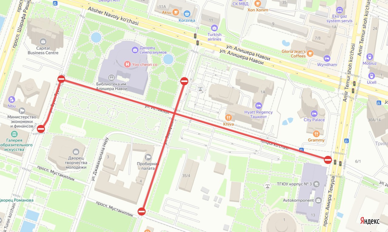Toshkentda bir qator ko‘chalarda avtomobillar harakati to‘xtatiladi