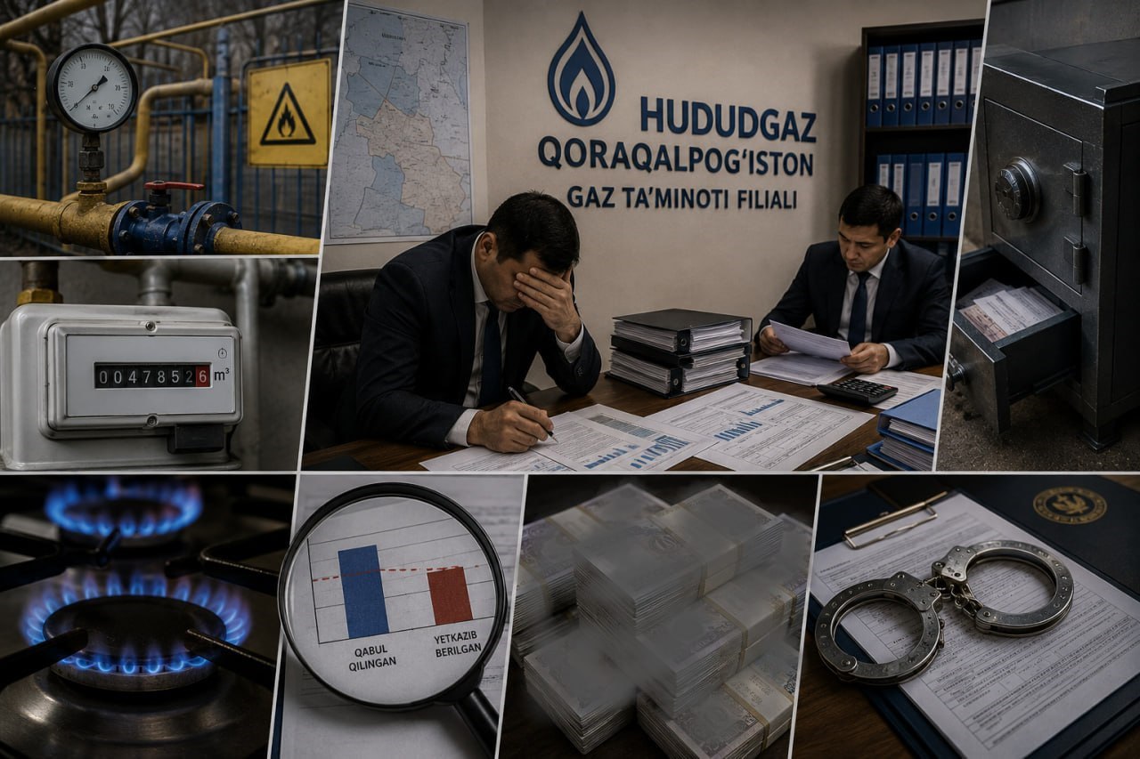 “Ҳудудгаз Қорақалпоғистон” ГТФда 251,5 млрд сўмлик зарар аниқланди