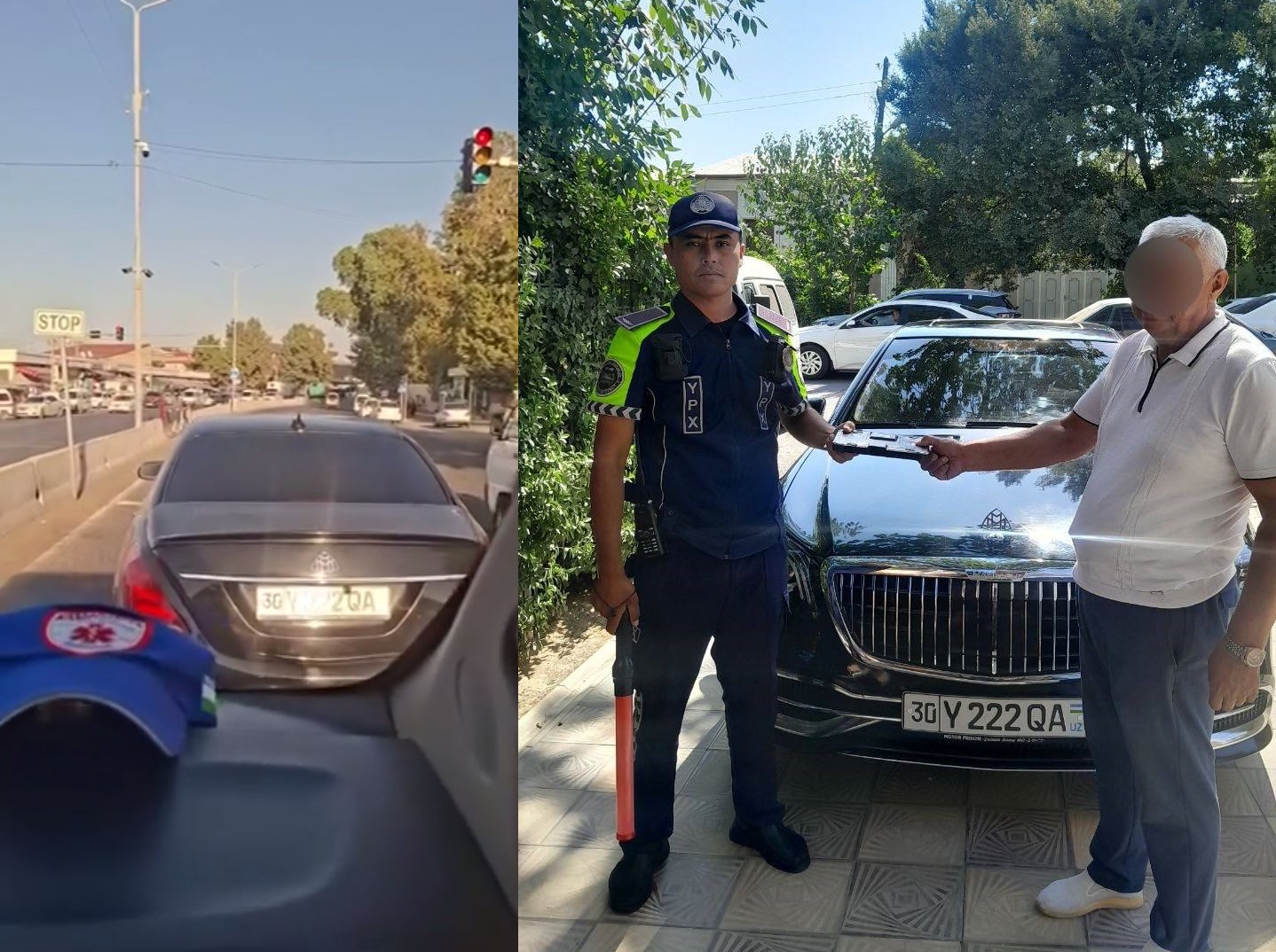 Самарқандда тез ёрдам машинасига йўл бермаган «Mercedes-Benz» ҳайдовчиси жаримага тортилди