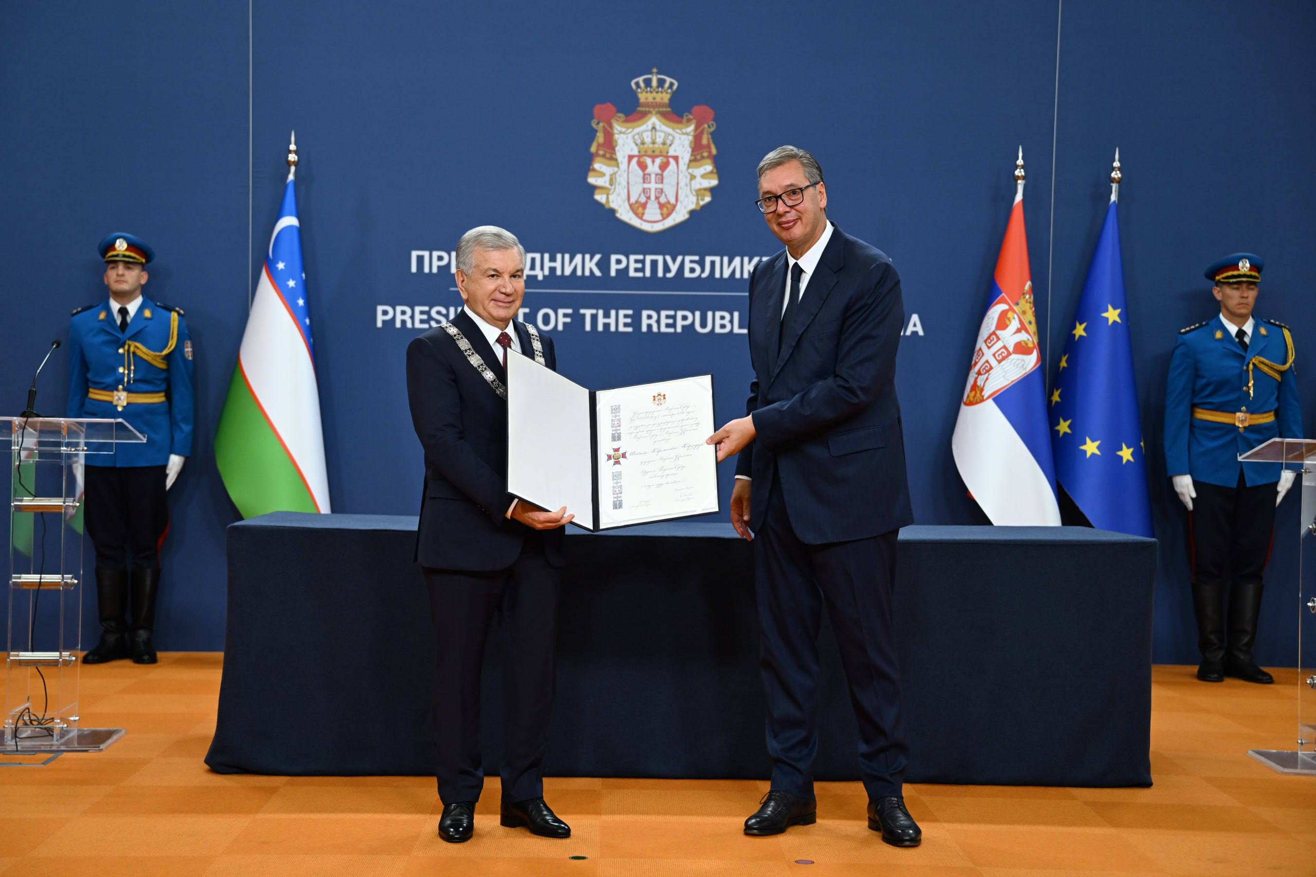 Oʻzbekiston Prezidenti Serbiya Respublikasi ordeni bilan taqdirlandi