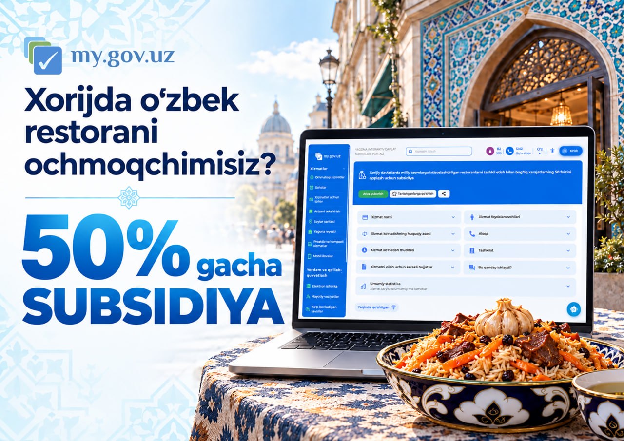 Xorijda o‘zbek restorani ochgan tadbirkorlarga xarajatlarning 50 foizigacha subsidiya ajratiladi