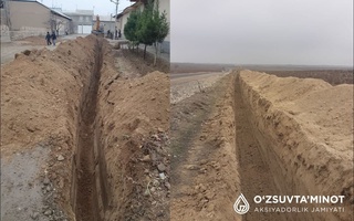 Наманганнинг “Бунёдкор” маҳалласига ичимлик суви олиб келиняпти