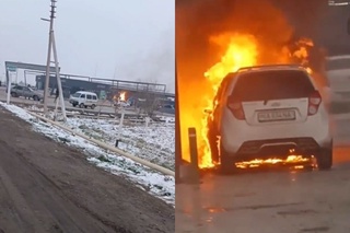 Қашқадарёнинг Косон туманидаги заправкада “Spark” ёниб кетди