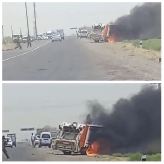 Қашқадарёда чиқинди ташийдиган машина ёниб кетди