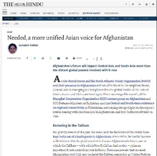 «The Hindu»: Афғонистон масаласига Осиёда янада аҳиллик билан муносабатда бўлиш зарур