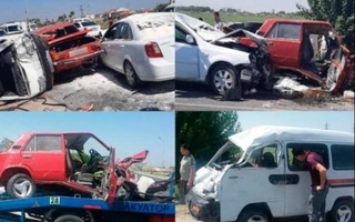 Массовое столкновение на трассе Самарканда: один человек погиб, двое в тяжелом состоянии