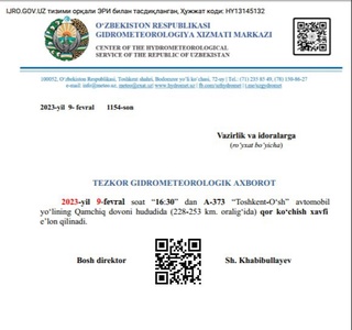 Қор кўчиш хавфи эълон қилинди