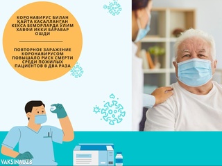 Koronavirus bilan qayta kasallangan keksa bemorlarda oʻlim xavfi ikki baravar oshdi