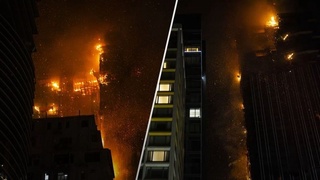 Гонконгдаги қурилаётган осмонўпар бинода йирик ёнғин чиқди