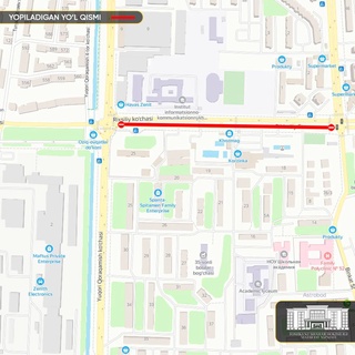 Улица Рихсилий в Ташкенте с 7 по 12 октября будет частично перекрыта