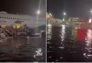 Ёмғир туфайли Германиядаги аэропортни сув босди