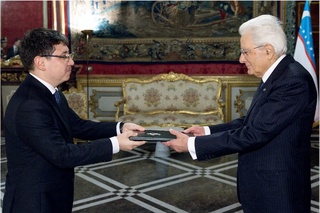 Ўзбекистоннинг янги тайинланган элчиси Италия Президентига ишонч ёрлиқларини топширди