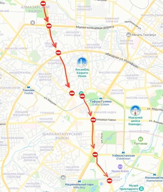 Toshkentning ayrim koʻchalari vaqtincha yopiladi