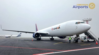 В аэропорту Ташкента встретили первый самолет авиакомпании Fly Khiva