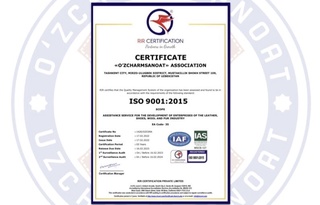 “Oʻzcharmsanoat” uyushmasida ISO 9001:2015 xalqaro sifat menejmenti tizimi joriy etildi