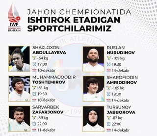 Тақвими баромадҳои вазнбардорони мо дар чемпионати ҷаҳон
