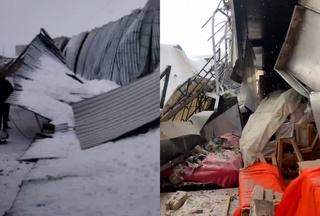 “Chilonzor buyum savdo kompleksi” hududidagi soyabonlar qalin qor sabab qulab tushdi