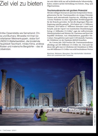 Гермaниянинг мaшҳур журнaлидa Ўзбекистоннинг туристик сaлоҳиятигa оид мaқолa чоп этилди