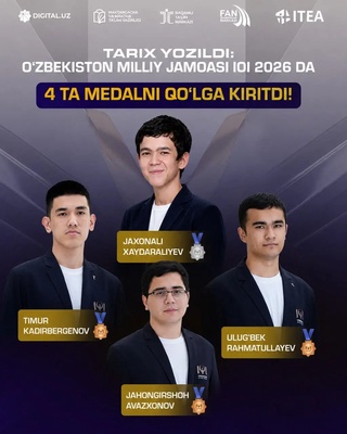 Tarix yozildi: O‘zbekiston milliy jamoasi 38-Xalqaro informatika olimpiadasida 4 ta medalni qo‘lga kiritdi