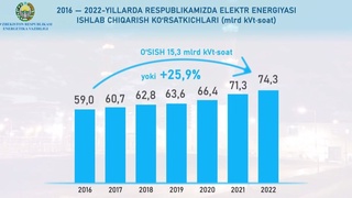 2016 — 2022-йилларда республикамизда қанча электр энергияси ишлаб чиқарилган?