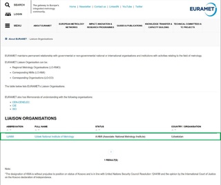 Ўзбекистон халқаро EURAMET ташкилоти фаолиятига қўшилди