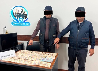 Ховосда ИИБнинг икки тезкор ходими 11 млн сўм пора олаётганда ушланди