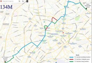 Faoliyati toʻxtab qolgan 134M sonli yoʻnalish qayta tiklandi