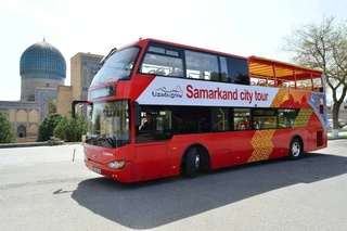 A double-decker tourist bus has been launched in Samarkand