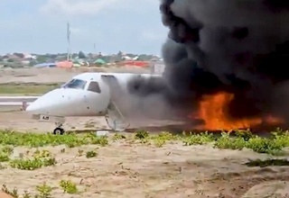 A plane carrying the Minister of Industry caught fire in the Democratic Republic of the Congo