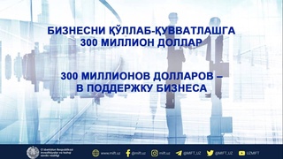 Biznesni qoʻllab-quvvatlashga 300 million dollar