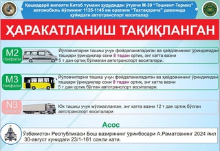 “Taxti qoracha”dovonida uch toifadagi transport vositalari harakati vaqtincha cheklandi