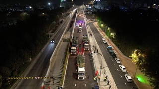 A new overpass was tested for strength in Tashkent