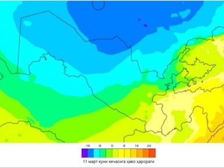 Joriy yilning 9-12-mart kunlari O‘zbekiston hududiga sovuq va nam havo massalari kirib keladi