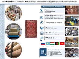 Термизда гилам ва гилам маҳсулотлари ишлаб чиқариш лойиҳаси амалга оширилмоқда