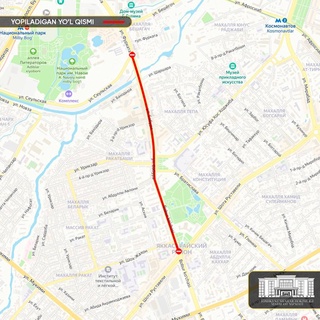 В Ташкенте на месяц ограничат движение по участку улицы Бабура