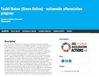 Общенациональная программа «Яшил макон» размещена на электронной платформе ООН в качестве образцового проекта по достижению Целей устойчивого развития
