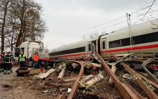 In Germany, one person was killed and 25 injured due to a collision between a train and a truck
