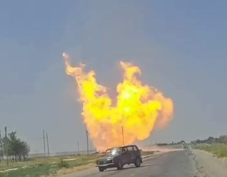 Нишон туманидаги газ қувури ёрилиши оқибатида ёнғин чиқди