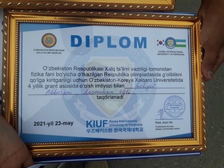 Litsey oʻquvchisi 12 800 AQSH dollarlik maxsus sertifikatni qoʻlga kiritdi