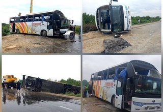 В Навоийской области перевернулся автобус с пассажирами, пострадали пять человек