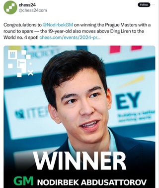 Нодирбек Абдусатторов «Prague Masters» турнирида муддатидан олдин чемпион бўлди