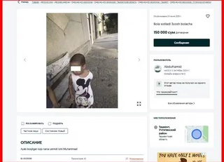 Toshkentda 13 yoshli bola 3 yashar ukasini shoʻxligi uchun “OLX”da sotuvga qoʻydi