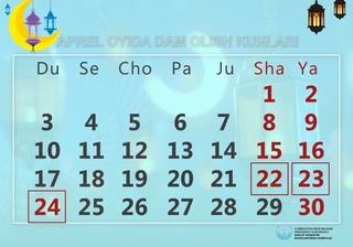 Oʻzbekistonliklar Ramazon hayitida ketma-ket 3 kun dam oladi