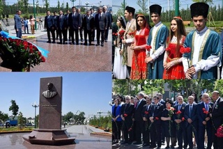 Вазири корҳои хориҷии Ӯзбекистон дар Тошканд ба пояи барелефи раҳбари миллии Озарбойҷон Ҳайдар Алиев гул гузошт.