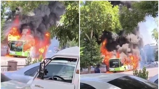 Toshkentda avtobus yonib ketdi
