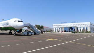 Мўйноқ аэропортига 30 йиллик танаффусдан сўнг  Airbus А-320 самолёти келиб қўнди