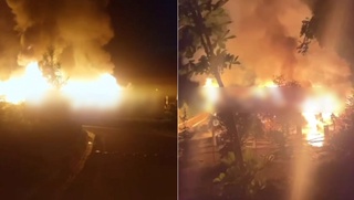 Бўстонлиқ туманида тунда ёғоч конструкцияли ресторан ёниб кетди