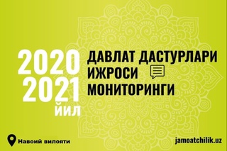 Навоий вилоятида Давлат дастурлари ижроси юзасидан жамоатчилик мониторинги