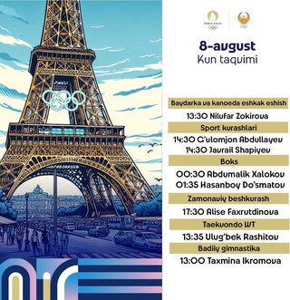 Parij-2024: Bugun quyidagi sportchilarimiz bahslarda ishtirok etadi