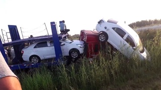 Логистика автотрейлери ЙТҲга учраб, 8 та Chevrolet Cobalt автомобили зарар кўрди